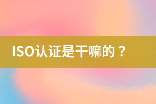 ISO認(rèn)證是干嘛的？